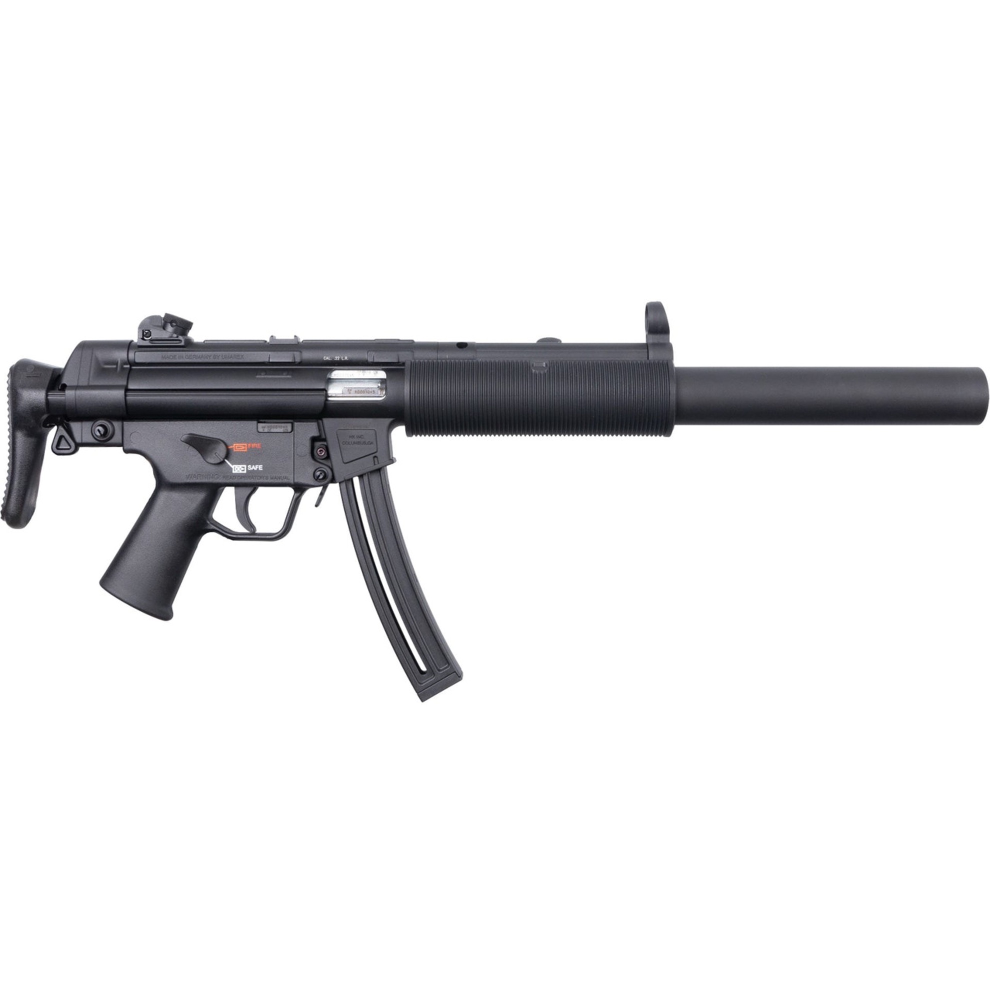 HK MP5 22 LR, 16.1″ Barrel, Telescoping Stock, Faux Suppressor, Black ...
